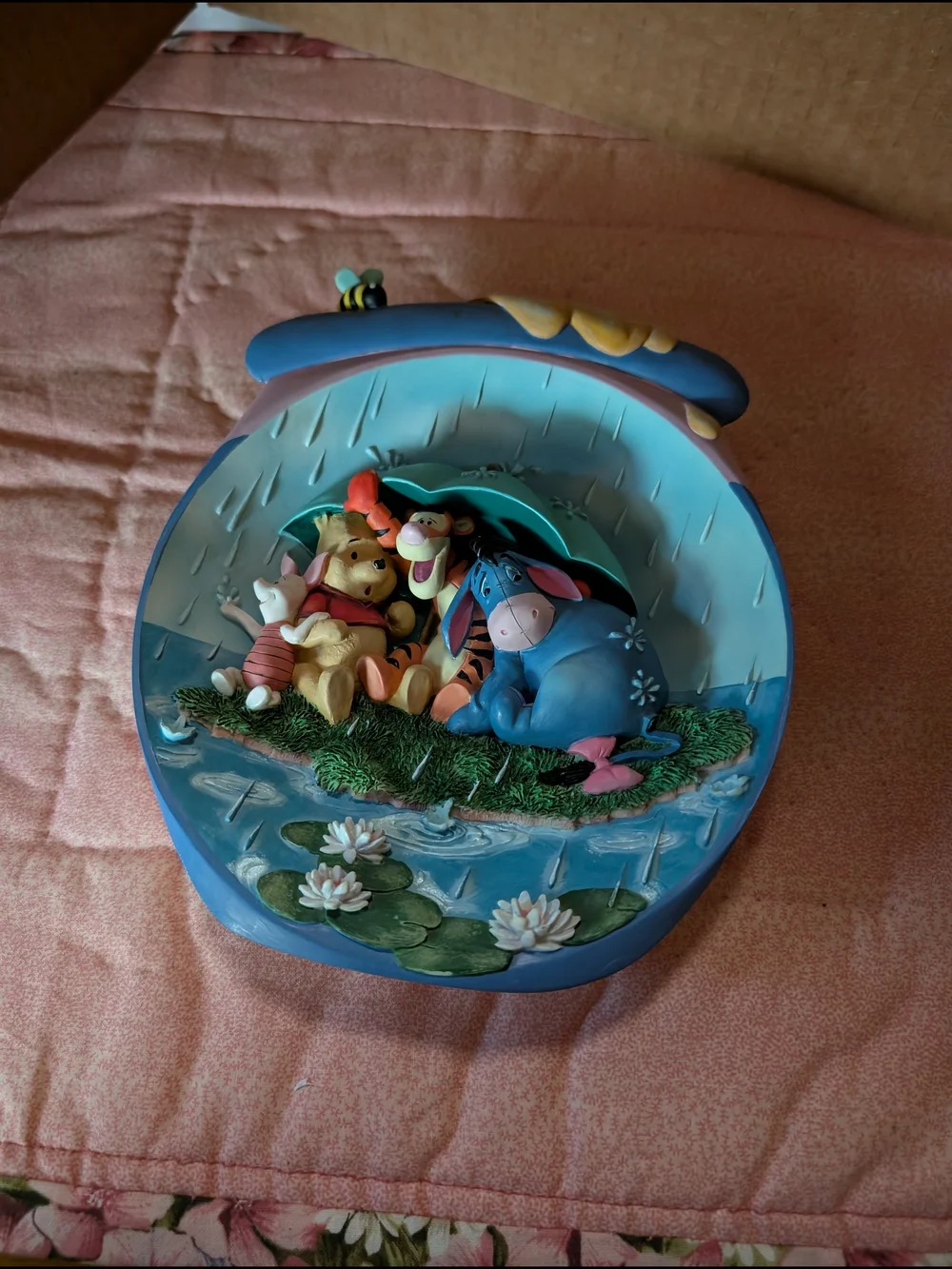 The Bradford Exchange Winnie the Pooh Rainy Day Figurine - Blue, Yellow, Green